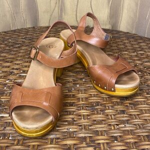UGG Janie Clog Sandals in Tan. Size: 8.
